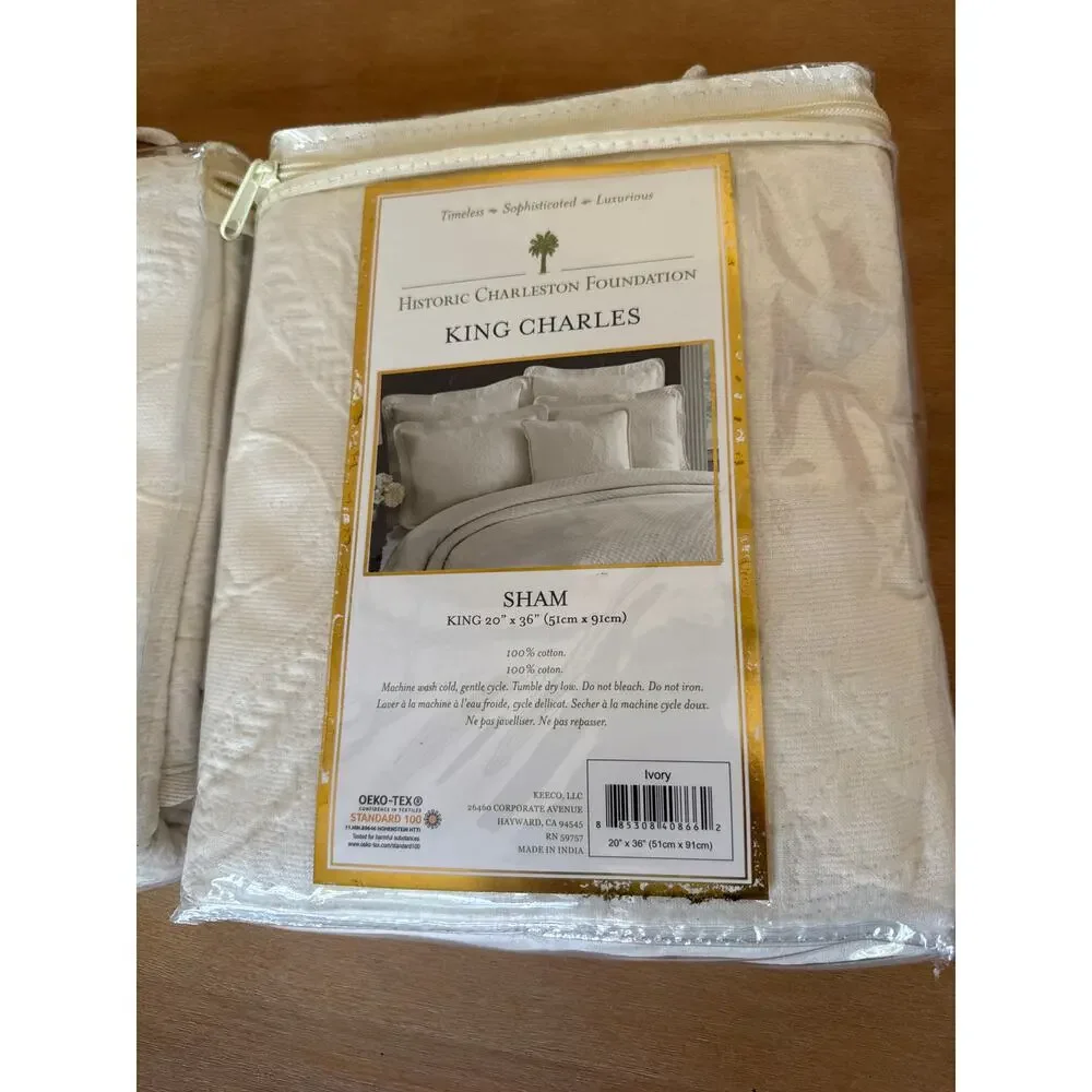 Historic Charleston Foundation King Charles Ivory Sham Set (2) King 100% Cotton